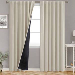 lot 7012 image: BGment Camel Blackout Curtains for Bedroom 63 Inch Length, Thermal Insulated Window Curtains Soundproof Room Darkening Curtain Drapes, Each Grommet Curtains 52 Inch Wide, 2 Panels, White