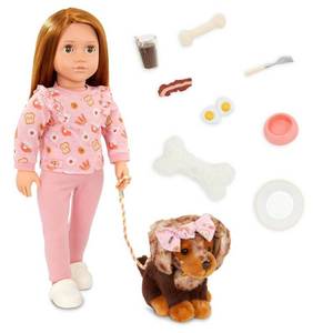 lot 1270 image: Our Generation Claudia & Cinnamon 18 Matching Doll & Pet Set - Retail $50