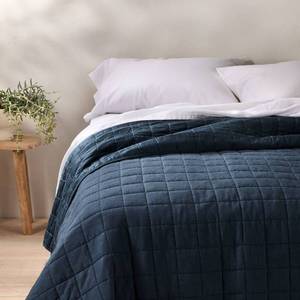 lot 1315 image: King Heavyweight Linen Blend Quilt Dark Mineral Blue - Casaluna - Retail $139