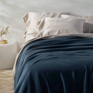 lot 1316 image: King Rayon from Bamboo Matelasse Blanket Dark Mineral Blue - Casaluna - Retail $80