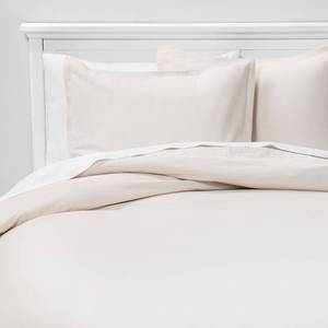 lot 1392 image: King Cotton Velvet Duvet Cover and Sham Set Cream - Threshold OEKO-TEX Certified, Machine Washable, Hidden Button Closure - Retail $99