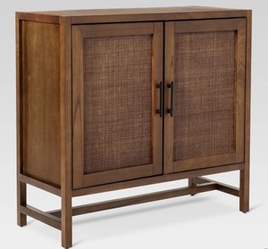 lot 1335 image: Warwick 2 Door Cabinet Brown - Threshold Transitional Style, Adjustable Shelves, Wood Veneer Finish - Retail $250