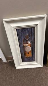 Framed Bird on Doorknob Wall Art