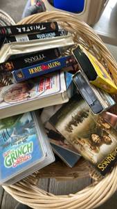 lot 50550 image: Mixed VHS Movie Collection in Wicker Basket