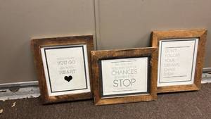 lot 50581 image: Set of 3 Framed Inspirational Quote Wall Art