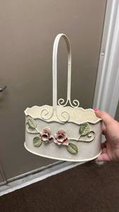 lot 50586 image: Metal Decorative Basket with Floral Design