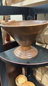 lot 50587 image: Handcrafted Wooden Pedestal Bowl