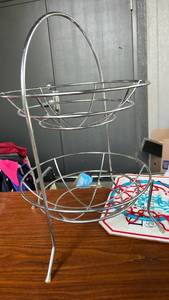 lot 50596 image: Chrome Wire Two-Tier Fruit Basket Stand