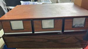 lot 50600 image: Wooden File Storage Cabinet with Multiple Compartments