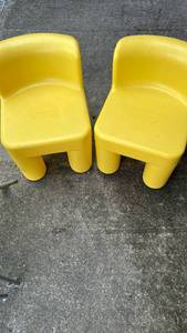 Yellow Plastic Children's Chairs Set of 2