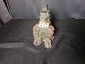 lot 4656 image: Handmade Clay Folk Art Figurine with Top Hat and Bow Tie