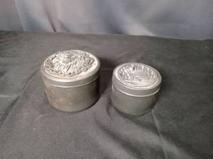 lot 4669 image: Pewter Container Set with Animal Relief Designs
