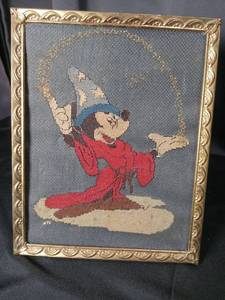 lot 4674 image: Disney Mickey Mouse Sorcerer Cross Stitch Framed Artwork
