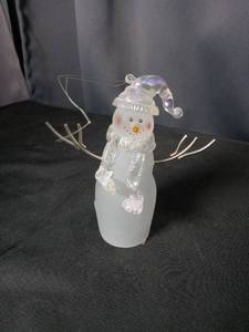 lot 4680 image: Frosted Glass Snowman Christmas Ornament with Wire Arms