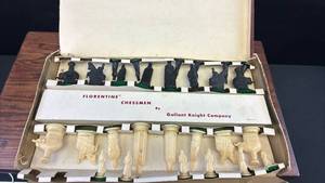 lot 40539 image: Florentine Chess Set by Gallant Knight Company with Wooden Board