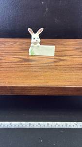 lot 40541 image: White Ceramic Rabbit Business Card Holder