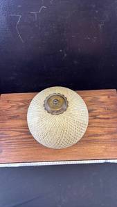 lot 40559 image: Woven Rattan Ball Pendant Light Fixture