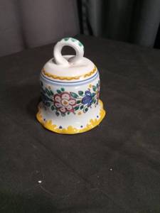 lot 3914 image: Hand Painted Ceramic Bell with Floral Design