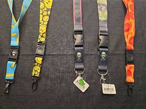 lot 5013 image: Five Patterned Lanyards with Metal Clips