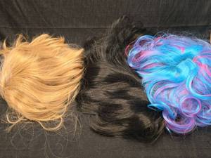 lot 5033 image: Costume Wigs Collection - Blonde Black Rainbow Colors