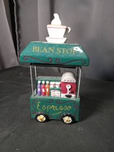 lot 4717 image: Bean Stop Espresso Cart Ceramic Kitchen Decoration shaker set
