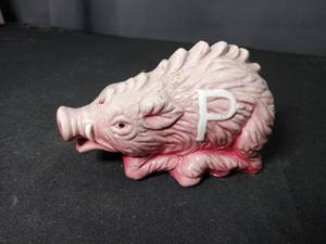 lot 4842 image: Ceramic Pig Figurine with Pink and Red Glaze
