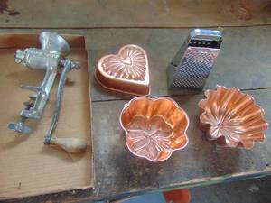lot 4445 image: Meat Grinder and Jello Molds