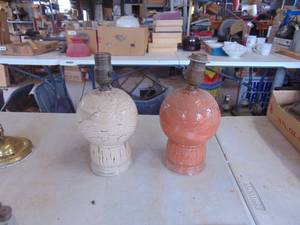 lot 4475 image: Pair of Round Based - Glass Lamps