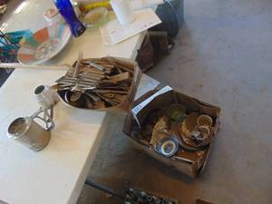 lot 4545 image: SilverPlate and Dishes - Blue Delft   Dirty - will need cleaned