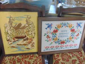 lot 4592 image: Pair of Framed Needlework Pieces