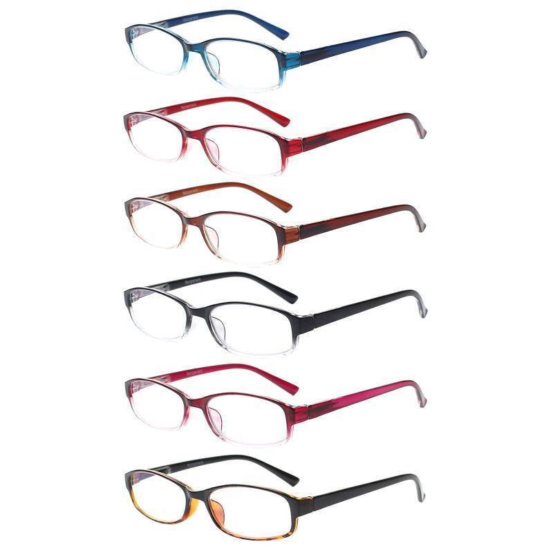 lot 45233 image: 6 Pack Ladies Reading Glasses for Women Blue Light Blocking Spring Hinge Fashion Eyeglasses Readers for Women (Mix Color, 0.50) - Retail $15