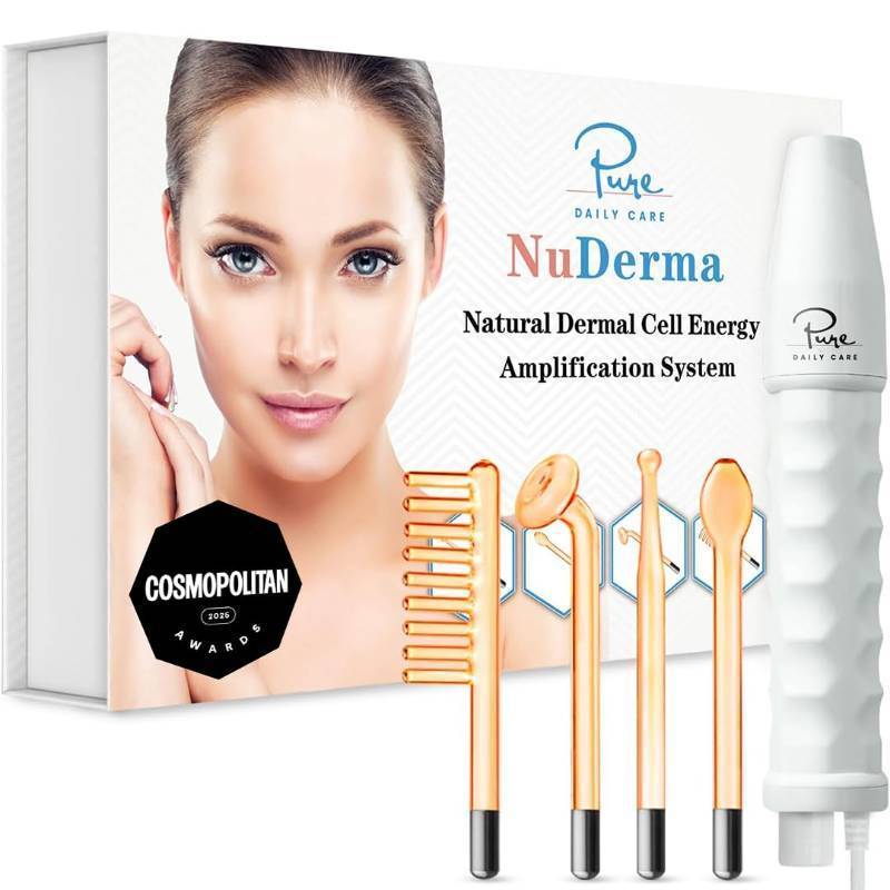 lot 45251 image: Pure Daily Care NuDerma Handheld Skin Therapy Wand Machine wNeon Anti-Aging - Skin Tightening - Wrinkle Reducing - Dark Circles Clarifying - Hair & Scalp Stimulator - Retail $60