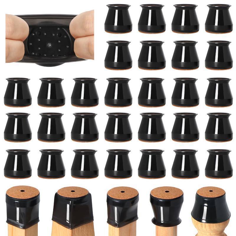 lot 45257 image: 32 Pcs Chair Leg Floor Protectors for Hardwood Floors Silicone Covers to Protect Wood Tile Floors Felt Bottom Furniture Leg Caps Anti-Scratch Reduce Noise (Fit0.9-1.29) - Retail $20