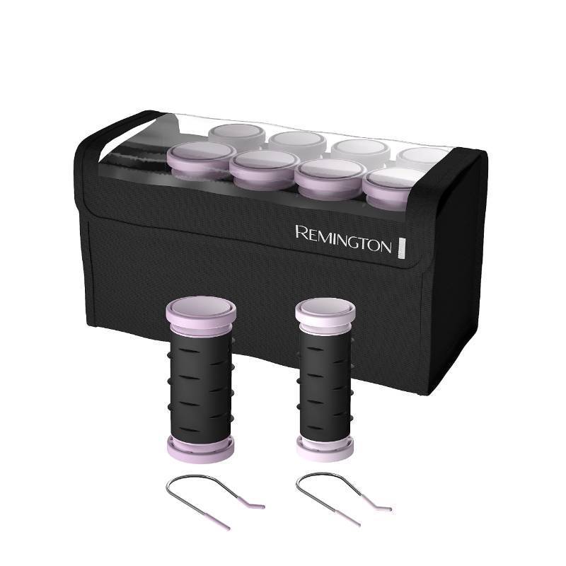 lot 45301 image: Remington Compact Ceramic Dual Voltage Hot Rollers for Long and Short Hair, Hair Setters, Hair Curlers, 1-1 � PurpleBlack, 10 Piece Set - Retail $18