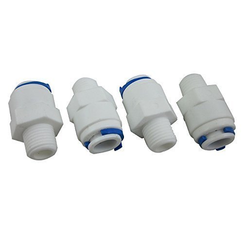 lot 45348 image: 14 Male Thread to 38 O.D. Tube Push Fit Tube Quick Connector for RO Reverse Osmosis water filter tube push to connect fitting (Pack of 4) - Retail $7