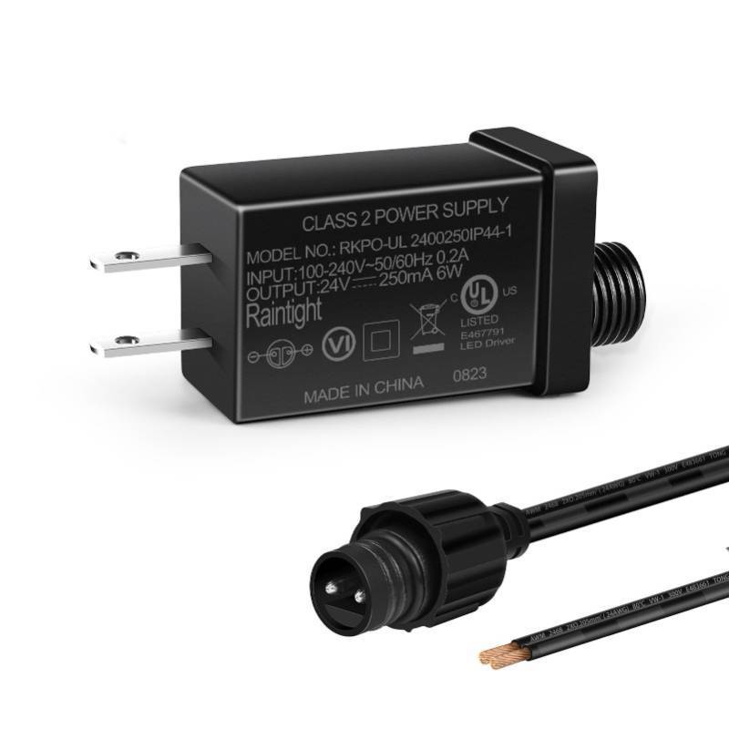 lot 45363 image: 24V 6W 0.25A Class 2 Power Supply, AC to DC Low Voltage Transformer, IP44 Inflatable Power Adapter for LED Strip Lights, Christmas Decor Light, IndoorOutdoor Use, UL Listed - Retail $9