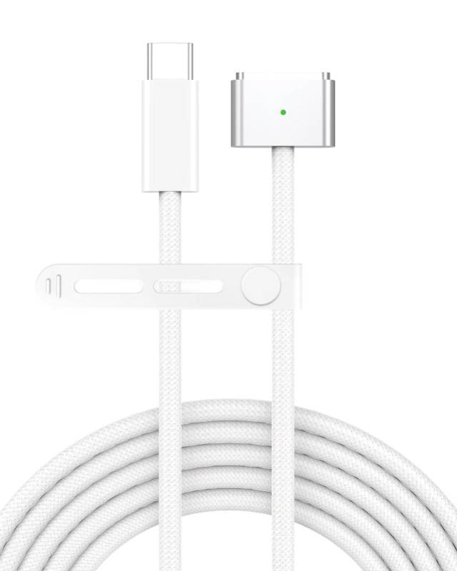 lot 45372 image: USB C to Magnetic 3 Charger Cable for MacBook Air 13.6 15 inch Mac Pro 14 16 M5 M4 M3 M2 M1 2026 2025 2024 2023 2022 2021, Braided Cord & LED, Powerful Magnetic, Super Durable, Original Quality 6.6ft - Retail $17