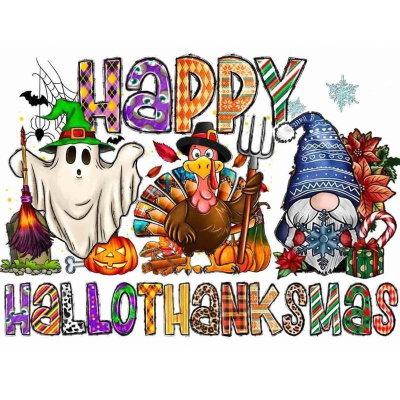 lot 45420 image: Halloween Ghost Diamond Art Kits for Adults - Thanksgiving Turkey 5D Diamond Painting Kits for Adults Beginners, Christmas Gnome Full Drill DIY Diamond Dot Gem Art Kit Wall Decor Arts Craft 12X16 inch - Retail $5
