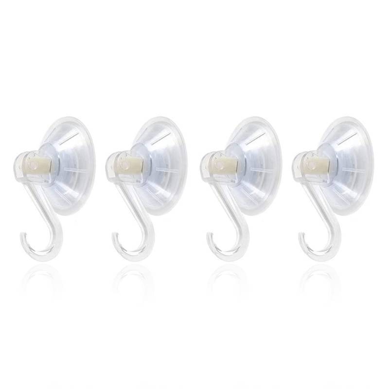 lot 45425 image: 1st Choice Clear Plastic Suction Cup Hooks, 4 Pack Ultra Heavy Duty Power Lock Vacuum Traceless Smooth Waterproof Oil-Proof Wall Shower Kitchen Window Bathroom Holder - Retail $6