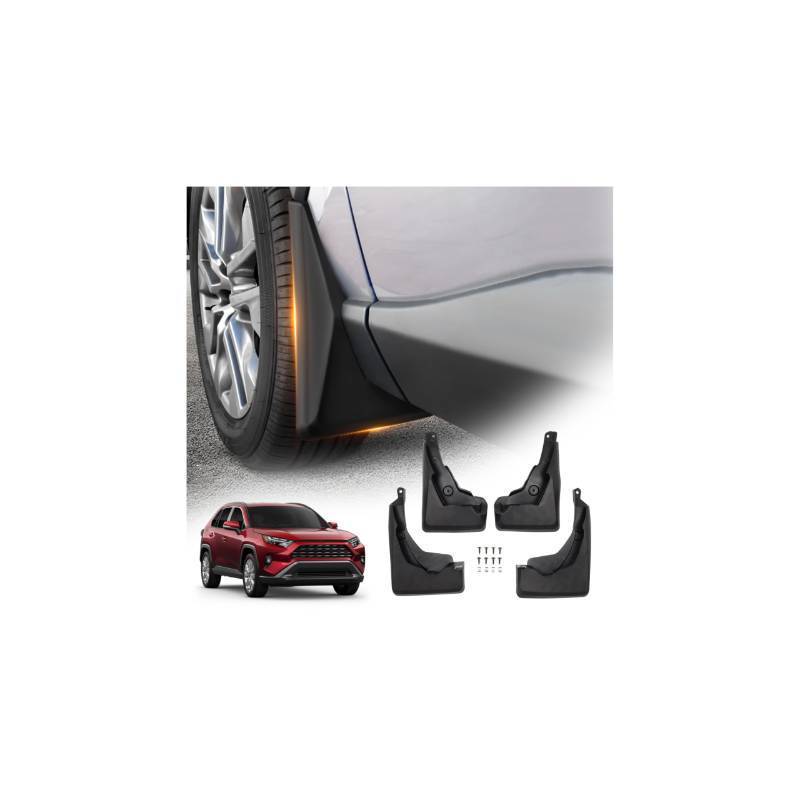 lot 45456 image: Custom Fit for Mud Flaps Toyota RAV4 2025 2024 2023 2022 2021 2020 2019 Splash Guards Molded Front and Rear Fender Cover Black ABS 4Pcs Set Hybrid Accessories (Not Fit for 2021 RAV4 Prime) - Retail $26