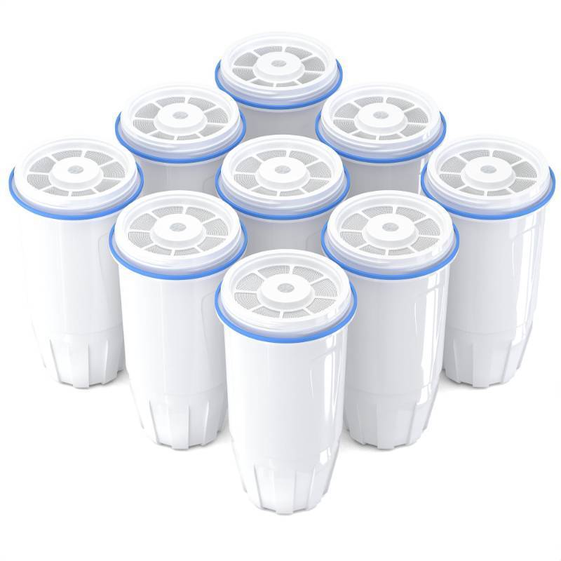 lot 45469 image: Water Filter Replacement Fit for Zero Pitchers and Dispensers ZR-001 ZR-004 ZP-006 ZR-017, Five-Stage Filter System, Effectively Reducing Lead, Chromium, and Contaminants, 9 Packs. - Retail $112