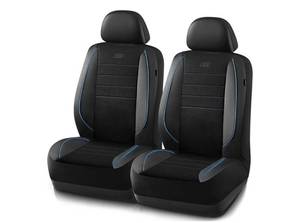lot 36746 image: Car Seat Covers, Piping Leather Car Seat Covers Front Seats, Airbag Compatible, Automotive Comfort Universal Fit Most Cars, Vans, Truck, SUV, Blue - Retail $46