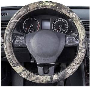 lot 36750 image: Mossy Oak Full Camo Steering Wheel Cover - Made from Premium Cotton Twill, Universal Fit for 14 12 to 15 inches - Official Licensed Product - Retail $25