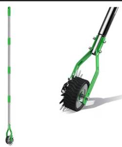 Wheel Rotary Edger, Hand Manual Edger Lawn Tool with Adjustable Stainless Steel Handle, Trimming Grass Weed Edger with Cushion Grip for Garden Sidewalks Driveways and Landscaping - Retail: $40