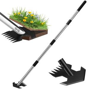 lot 36758 image: Hoe Garden Tool, Scuffle Garden Hoe for Weeding with 30-60 Inch Steel Long Handle, Dual Use Sharp Gardening Hula Hoe, Adjustable Rocket Shaped Weed Remover Action Hoe - Retail $27