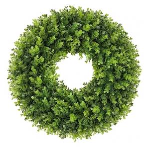 lot 36767 image: 20 Inch Boxwood Front Door Wreaths, Spring and Summer Outdoor Wreath for Front Door, All Seasons Artificial Green Wreath for Farmhouse Wedding Porch Wall All Seasons Indoor Decorations - Retail $30
