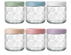 lot 36771 image: 6 pack 16 oz Overnight Oats Containers with Lids, Glass Food Storage Container, Airtight Salad Jars, Mason Jars for Overnight Oats, Yogurt, Oatmeal, Salad, Coffee, Spices - Retail $20