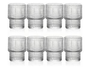 lot 36774 image: Set of 8 Juice Glasses, 7 oz Heavy Base Hobnail Glassware for Drinking Orange Juice, Stackable Vintage Drinking Glasses for Beer, Cocktail, Soda, Beverage, Whiskey, Iced Coffee - Retail $22