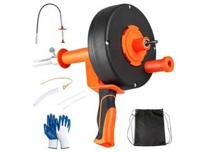 lot 36789 image: Drain Auger 25Ft, Plumbing Snake With Drill Adapter, Pipe Clog Remover for Kitchen Bathroom Shower Sink Cleaning, Flexible Spring Steel - Retail $30