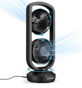 lot 36791 image: Small Tower Fan Oscillating Table Fans with 270° Tilt, 105° Oscillating, 3 Speeds and 3 Auto-Off Timer, Portable USB Powered Desk Fan for Bedroom Office Home Desk, Powerful Airflow 15 Inch - Retail $30